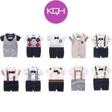 KQH Baby Romper Newborn-18 Bulan Bow Tie Gentleman Suit, Baby Boy Clothes, Baby Boy Outfit